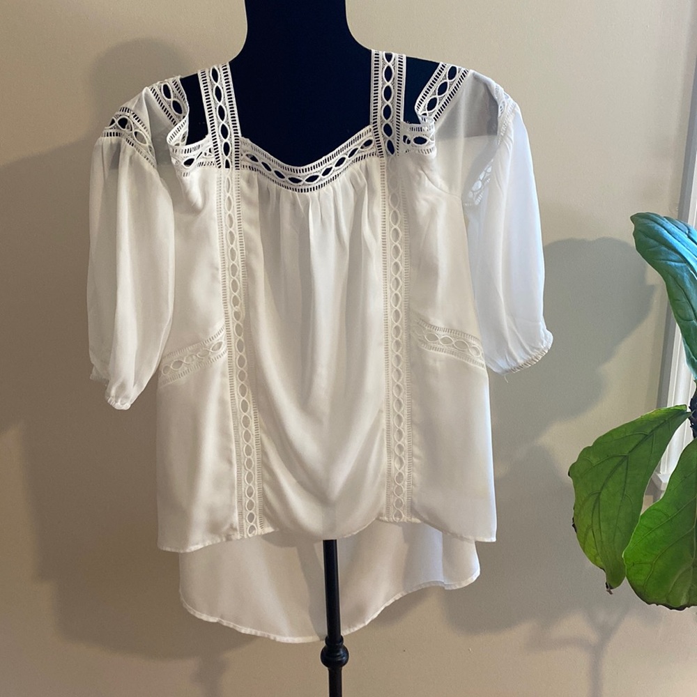 Blue Pepper Lace Off-Shoulder Top